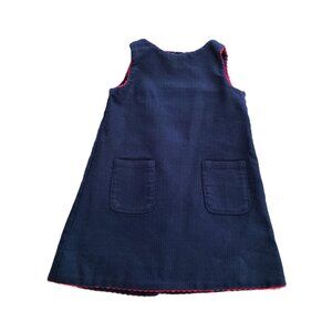 Elizabeth McKay Girls Navy Jumpsuit Dress Wool Size 3 with Scalloped Trim